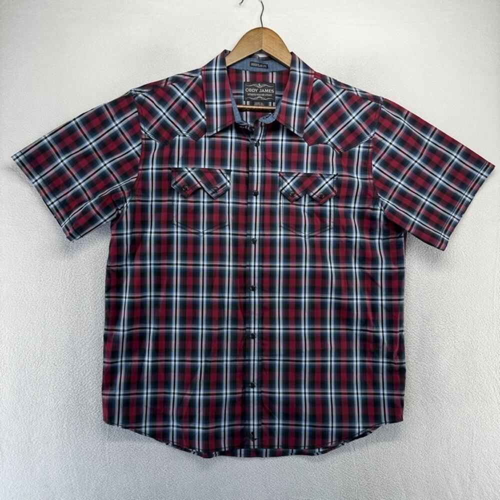Cody James Western Shirt Men's XL Red Black Blue Pearl Snap Cowboy Sawtooth